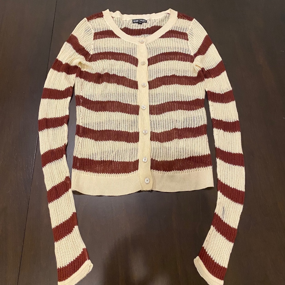Express striped mesh cardigan
